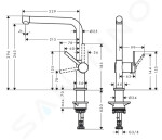 HANSGROHE - M54 Dřezová baterie Talis, kartáčovaný černý chrom 72840340