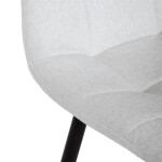 Židle barová, bílá látka, čtyřnohá kovová podnož, černý mat