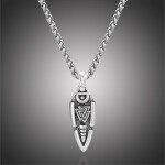 Pánský náhrdelník Ódinovo kopí - GUNGNIR, oboustranný přívěsek, Stříbrná 60 cm