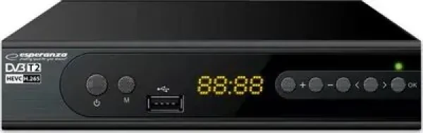 Rozbaleno - Esperanza EV106P černá / Digitální tuner DVB-T2 / H.265 / HEVC / rozbaleno (EV106P.Rozbaleno)