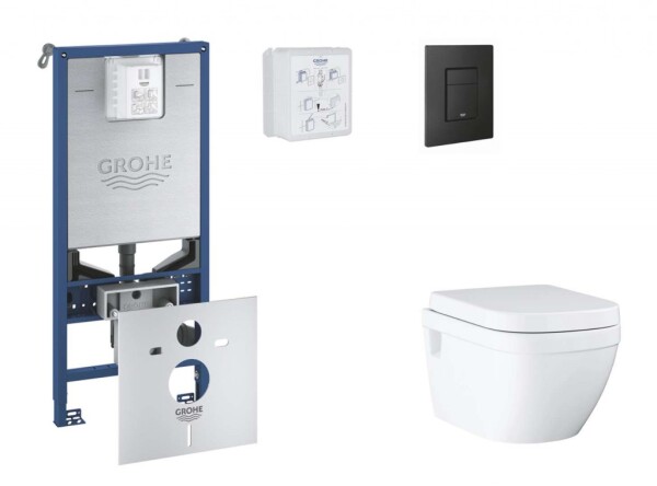 GROHE - Rapid SLX Set předstěnové instalace, klozetu, sedátka SoftClose a tlačítka Even, phantom black SANI11BB5107