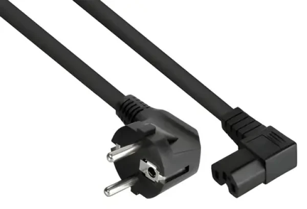 Kabelmeister napájecí kabel síťová vidlice úhlová - IEC C15 úhlová / Napájecí kabel / 0,5 m / černý (SK0151-S005)