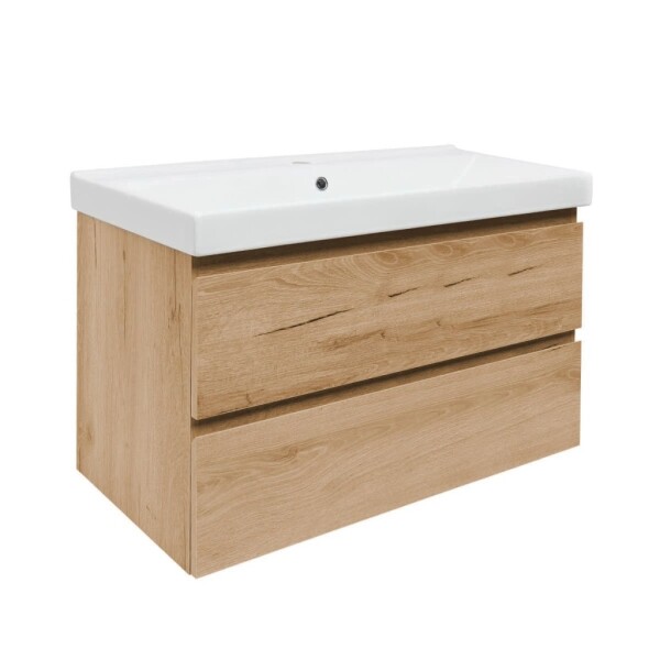 Koupelnová skříňka 2 zásuvková s umyvadlem SAT B-Way 99x50x45 cm dub mat BWAY2100OAKU1BI BWAY2100OAKU1BI