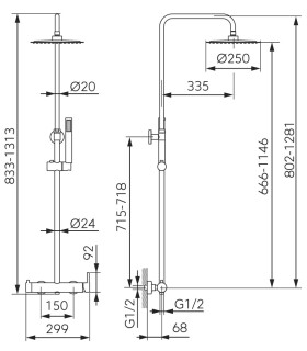 NOVASERVIS - Sprchový set + sprchová baterie Ciriculus, gun metal NP85-BCK7UGM