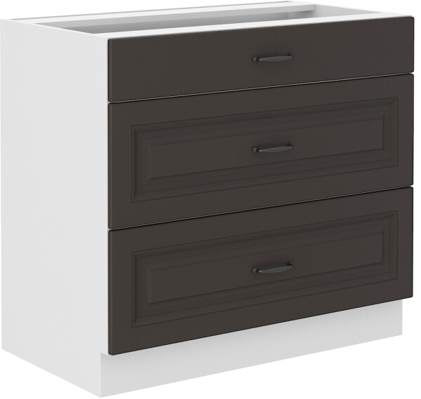 Spodní skříňka Stilo 80 D 3S BB - Premium Box Barva korpusu: Bílá, Barva dvířek: Grafit