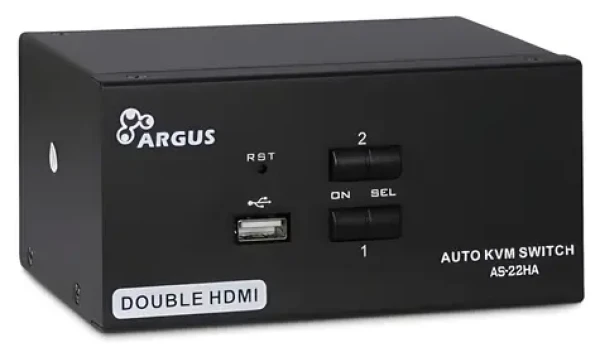 Inter-Tech AS-22HA / KVM přepínač / 2 porty / HDMI / USB / kovové provedení (88887243)