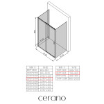 CERANO - Třístěnný sprchový kout Varone LINE U L/P - 6 mm - černá matná, transparentní sklo - 120x80x195 - posuvný CER-DY505B-90138
