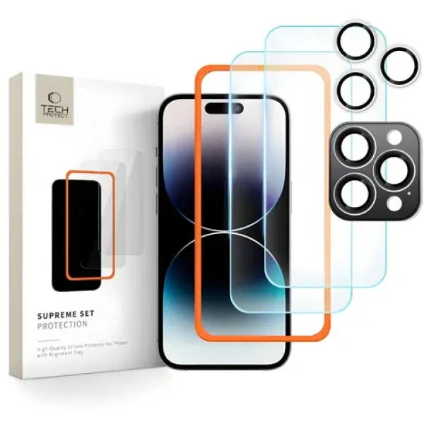 Tech-Protect Supreme Set Apple iPhone 16 Pro Max / Ochranné sklo / 3 ks / transparentní