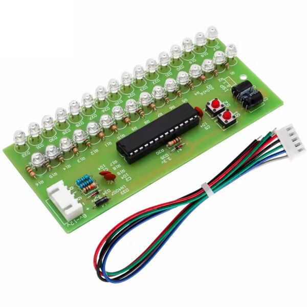 Audio stereo indikátor vybuzení - VU metr 8-12V 2x16 LED, zelený