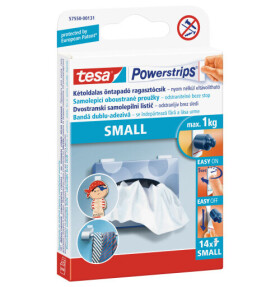 Tesa Powerstrips® Small - malé lepicí proužky, nosnost 1 kg, oboustranné, bílé