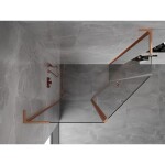 MEXEN/S - Mist Lsprchový kout pětiboký křídlový asymetrický 100x90, transparent, měď kartáčovaná 8A8L-100-090-65-00