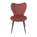 Židle jídelní, červená látka, černá kovová podnož