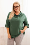 Dámská blůza Plus Size s bavlnou volného střihu s vodním výstřihem tmavě zelená UNI