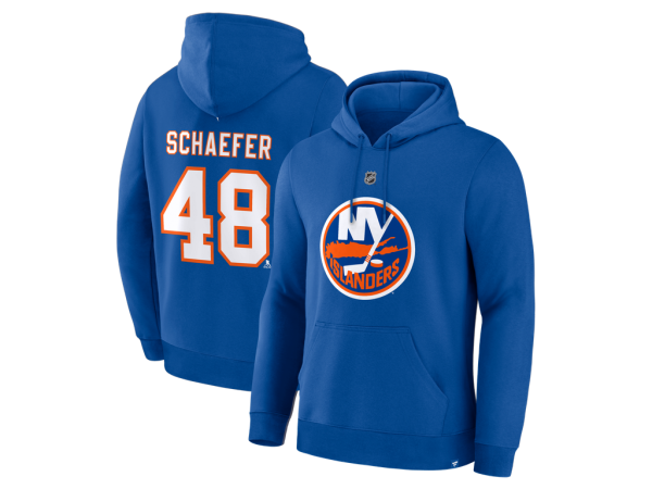 Fanatics Pánská mikina Matthew Schaefer #48 New York Islanders NHL Authentic Stack Name & Number Hoodie Velikost: S
