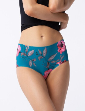 Dámské kalhotky simple maxi Wild Rose petrolejová se vzorem - Julimex XL