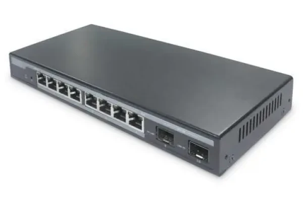 DIGITUS Switch 8-Port PoE+ černá / Switch / Managed L2 / Gigabit / PoE 86 W / 2x SFP (DN-95344)