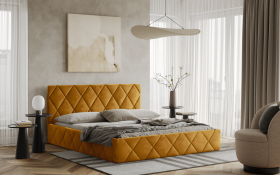 FRONTI Postel LUKA 140x200 zlatá s úložným prostorem