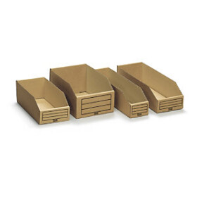 50 x Kartonový regálový zásobník, skládací 351 x 201 x 109/152 mm, hnědý, objem 9.4l, nosnost 2kg | RAJA