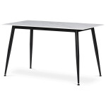 Jídelní set s 4 židlemi, 130x70x76cm, keramika, mramor, ASE-1004 BK2