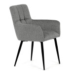 Židle jídelní, světle šedá látka, černý kov