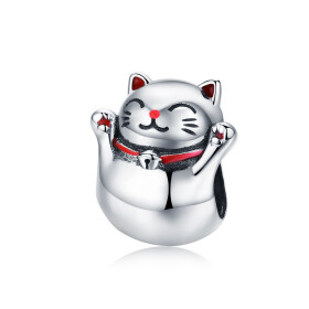 Elenys stříbrný přívěsek Kočka Maneki Neko pro štěstí