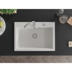 MEXEN - Elix granitový dřez 1-miska 700 x 500 mm, bílá, sifon chrom 6526701005-20