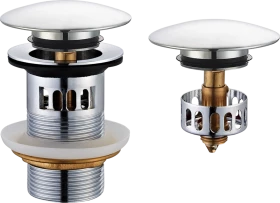 JB Sanitary Umyvadlová výpusť 5/4" s přepadem, velká zátka, chrom VK03