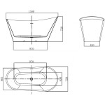 MEXEN/S - Dora volně stojící vana 150 x 75, bílá, sifon a přepad nikl kartáčovaný 52071507500-97