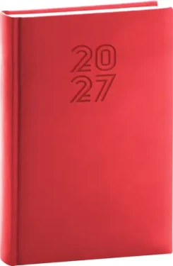 NOTIQUE Aprint 2027 červená / Denní diář / A5 / česko-slovenské kalendárium