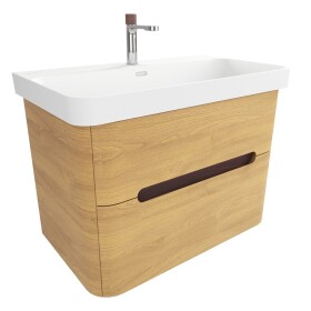 Koupelnová skříňka s umyvadlem SAT Fusion 77,5x53x45 cm dub medový mat SATFUSION280DMMWBA SATFUSION280DMMWBA