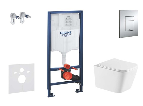 GROHE - Rapid SL Set předstěnové instalace, klozetu Arkas I a sedátka softclose, tlačítko Skate Cosmopolitan, chrom SANI11BA1111