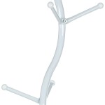 Věšák stojanový, výška 180 cm, kovová konstrukce, bílý matný lak, nosnost 10 kg