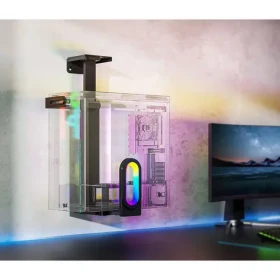 Ultradesk FLANK černá / Držák PC skříně pod stůl / RGB podsvícení / nosnost 20 kg / ocel (UDESK-FLANK)