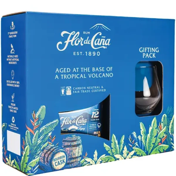 Flor De Cana Centenario 12y 40% 0,7 l (dárkové balení 2 sklenice) (7431008100349)