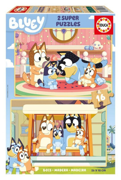 Dřevěné puzzle Bluey 2x16 dílků