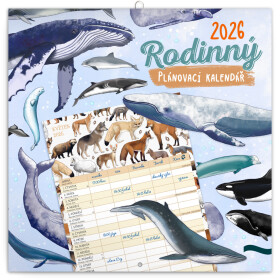 Nástěnný kalendář 2026 NOTIQUE - Rodinný plánovací Animalium, 30 x 30 cm