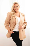 Dámská elegantní plus size sako camelová UNI