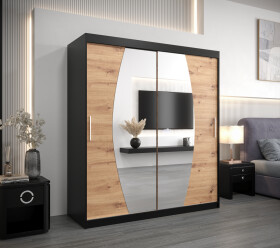 Šatní skříň Abi E0 Barva korpusu: Černá, Rozměry: 180 cm, Dveře: Dub artisan