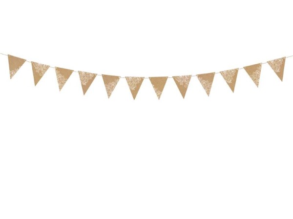PartyDeco girlanda s praporky přírodní kraft