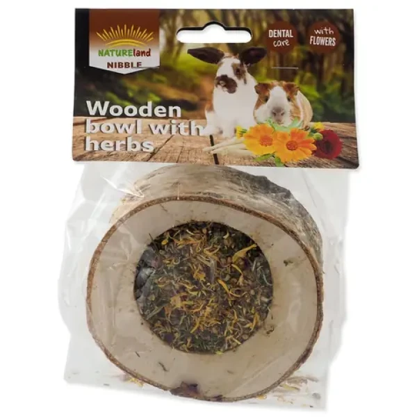Nature Land Nibble Pochoutka miska plněná bylinkami dřevěná 120g (905-35015)