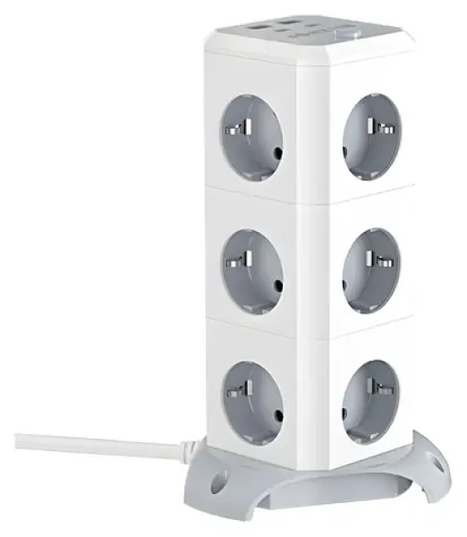 BlitzWolf BW-EC3 / Vertikální prodlužovací kabel / 12 zásuvek / 2x USB-A + 2x USB-C / 1,8 m (BW-EC3)
