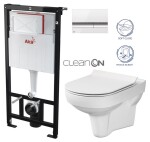 ALCADRAIN Sádromodul - předstěnový instalační systém s bílým/ chrom tlačítkem M1720-1 + WC CERSANIT CITY NEW CLEANON + WC SEDÁTKO SLIM AM101/1120 M1720-1 CI2