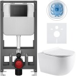 CERANO - Kompletní WC set Basic/Felci - bílá lesklá - WC tlačítko Maxio/Černá - volně stojící - předstěnová instalace - 53x37 CER-8050BD86082