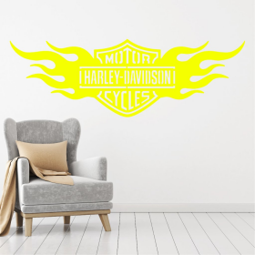 Samolepka Harley Davidson oheň Barva: žlutá, Velikost: 100 x 35 cm