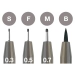 Popisovač Faber-Castell Pitt Artist Pen sada 4 ks, různé hroty, šedý
