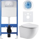 CERANO Kompletní WC set Profi/Cesso - bílá lesklá - WC tlačítko Duo/Chrom - předstěnová instalace - 49x36 cm - 8050BD84211