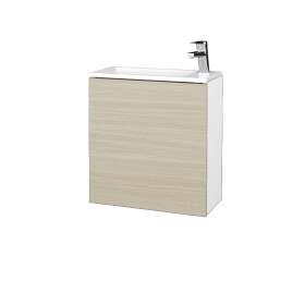 Dřevojas - Koupelnová skříňka VARIANTE SZD 50 umyvadlo Zoom - N01 Bílá lesk / D04 Dub / Pravé 339296P