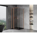 MEXEN/S - Mist T sprchový kout dveře křídlové 95 x 95, transparent, měď kartáčovaná 8A4T-095-095-65-00