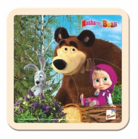 Máša a Medvěd - puzzle se zajícem 15x15cm