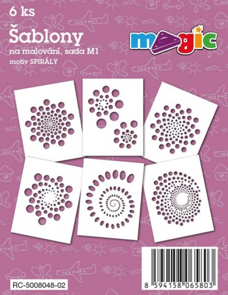 Magic šablony papírové sada M1 Spirály 6 ks